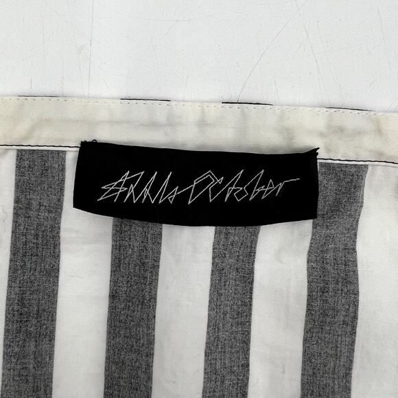 Anna October Off the Shoulder Stripe Dress Black White Midi Ruffle Sleeves - Picture 3 of 16